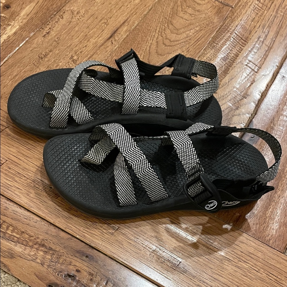 Chaco Black and Gray Strappy Sandals